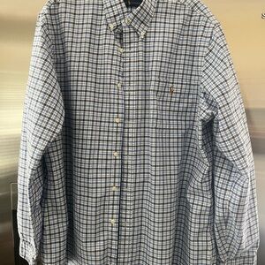 Ralph Lauren Light Blue and White Check Button-Down Shirt